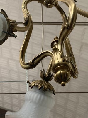 Art Nouveau Bronze Ceiling Lamp-IJR-667235