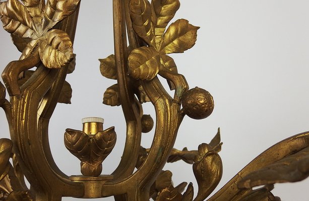 Art Nouveau Bronze Chandelier, 1890s-LW-1804606