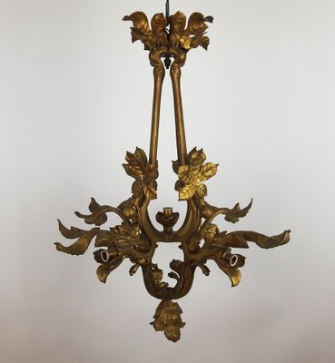 Art Nouveau Bronze Chandelier, 1890s-LW-1804606