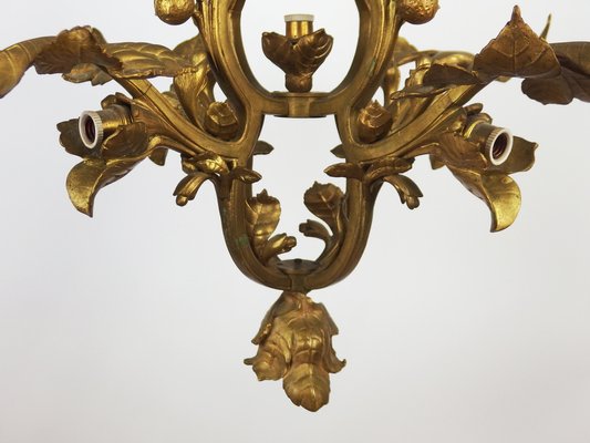 Art Nouveau Bronze Chandelier, 1890s-LW-1804606