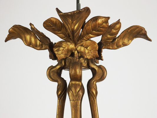 Art Nouveau Bronze Chandelier, 1890s-LW-1804606