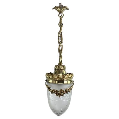 Art Nouveau Bronze Hanging Lamp in Teardrop Shape, 1890s-JUZ-1774902