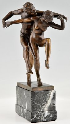 Art Nouveau Bronze Sculpture of Dancing Nude Couple by Charles Samuel, 1900s-KTN-1383314