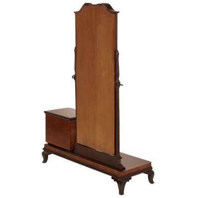 Art Nouveau Burl Walnut Console Table with Beveled Mirror, 1900s-NJV-582028