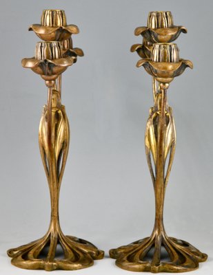 Art Nouveau Candelabra in Bronze by Georges De Feure, 1901, Set of 2-KTN-1782683