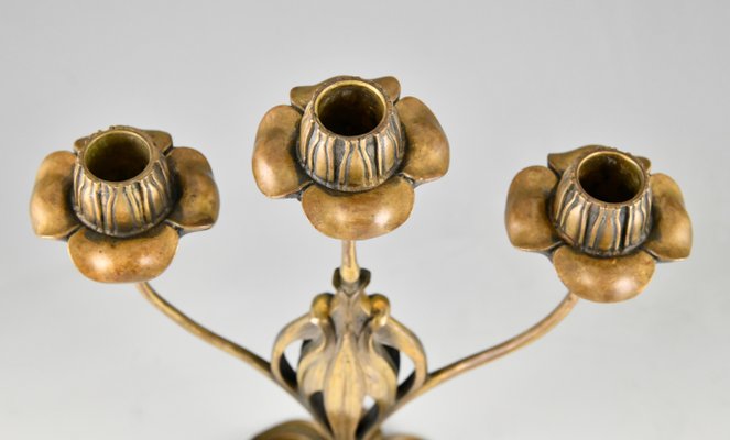 Art Nouveau Candelabra in Bronze by Georges De Feure, 1901, Set of 2-KTN-1782683