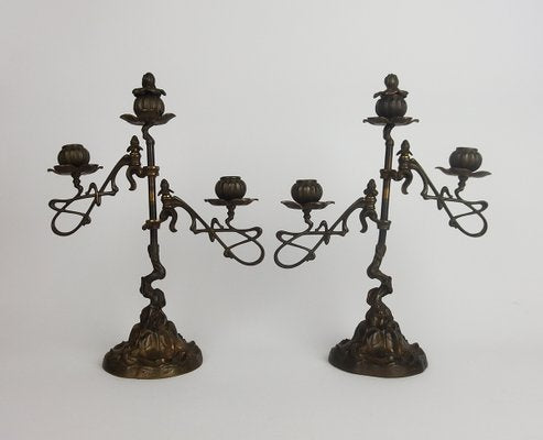 Art Nouveau Candlesticks, 1890s, Set of 2-LW-2024680