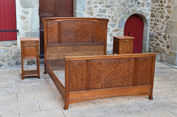 Art Nouveau Carved Bedroom Set attributed to Louis Majorelle, Set of 4-XNH-1017691