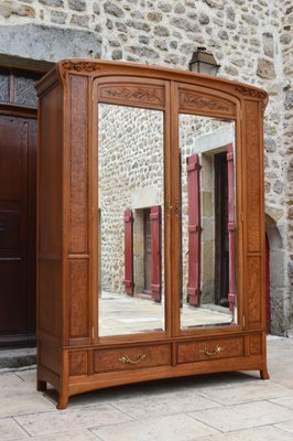 Art Nouveau Carved Bedroom Set attributed to Louis Majorelle, Set of 4-XNH-1017691