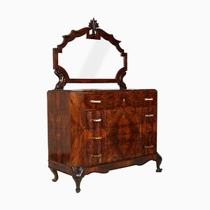 Art Nouveau Carved Burl Walnut Dresser with Mirror from Testolini e Salviati-NJV-715139