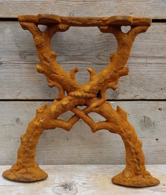 Art Nouveau Cast Iron Bench Legs with Decoration, Set of 2-STK-1985706