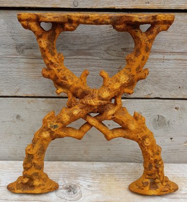 Art Nouveau Cast Iron Bench Legs with Decoration, Set of 2-STK-1985706