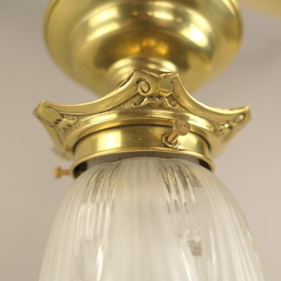 Art Nouveau Ceiling Lamp in Brass and Glass, France, 1915-KDB-1769162