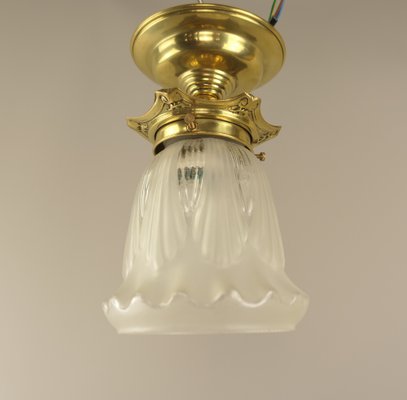 Art Nouveau Ceiling Lamp in Brass and Glass, France, 1915-KDB-1769162