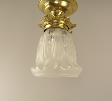 Art Nouveau Ceiling Lamp in Brass and Glass, France, 1915-KDB-1769162