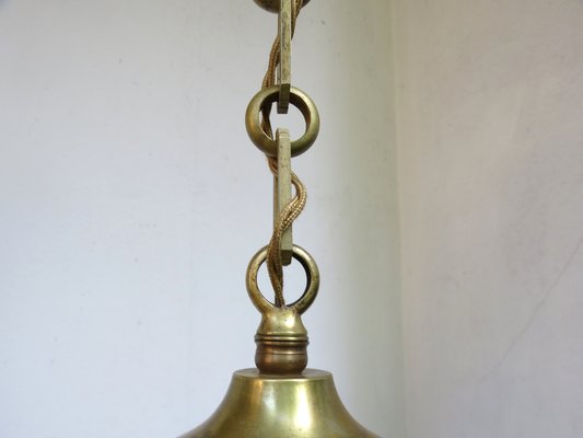 Art Nouveau Ceiling Lamp in Brass and Opaline Glass, Austria, 1890s-EY-1716669