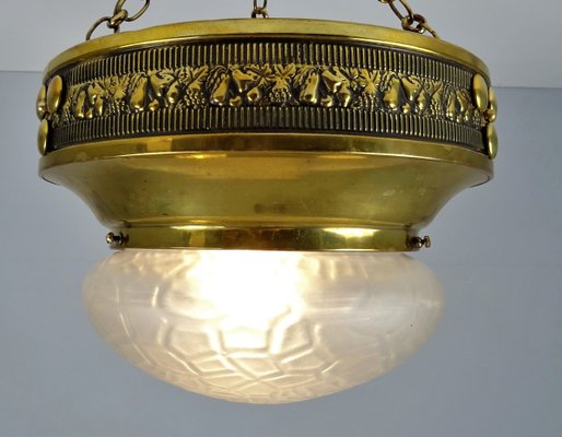 Art Nouveau Ceiling Lamp in Polished Brass-FPY-943530