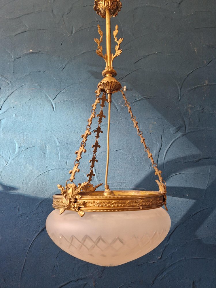 Art Nouveau Ceiling Light in Brass from Jugendstil, 1920s