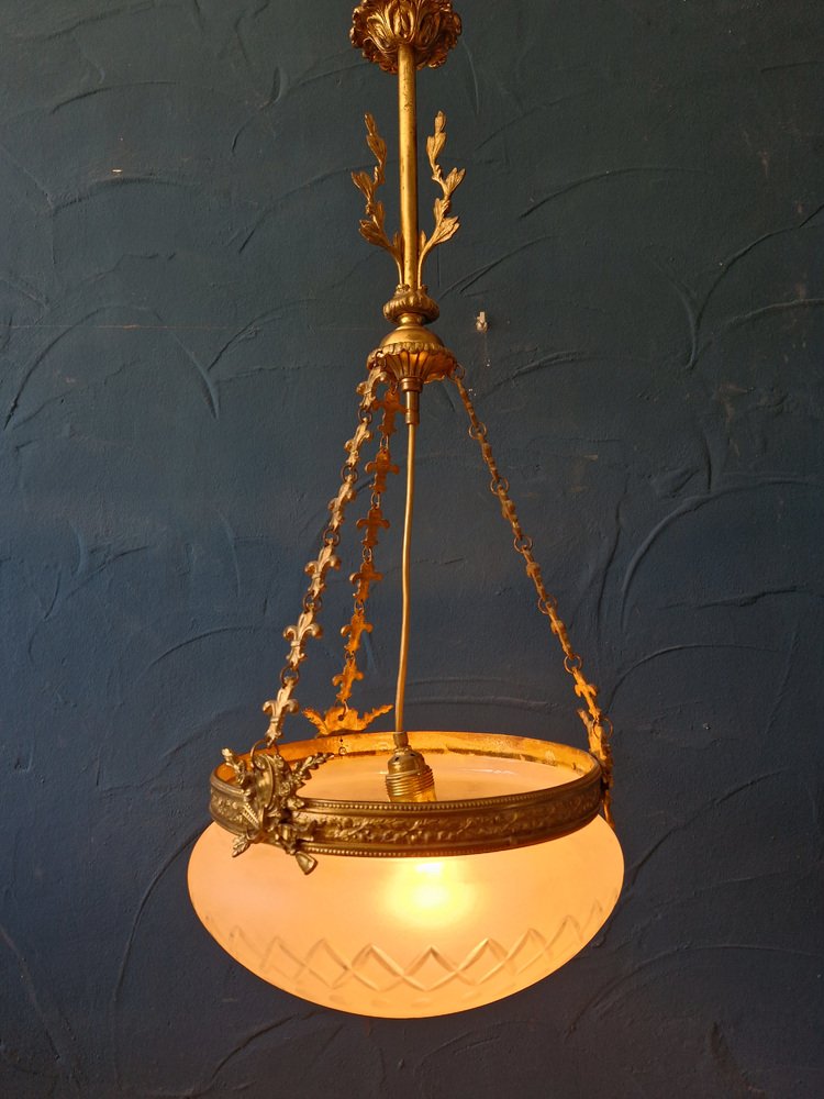 Art Nouveau Ceiling Light in Brass from Jugendstil, 1920s