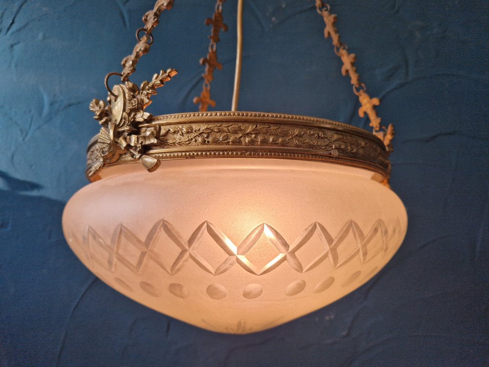 Art Nouveau Ceiling Light in Brass from Jugendstil, 1920s