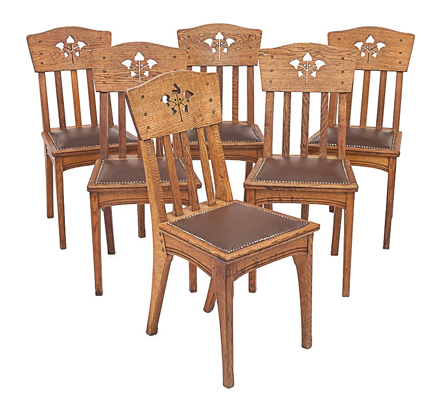 Art Nouveau Chairs by Léon Jallot, 1905, Set of 6