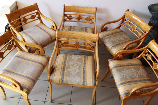 Art Nouveau Chairs in Satin Birch, Set of 6