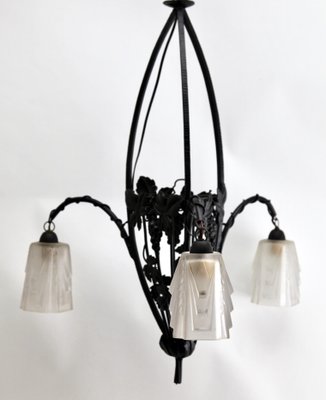 Art Nouveau Chandelier from Muller Frères Luneville, 1900s-MJY-1148894