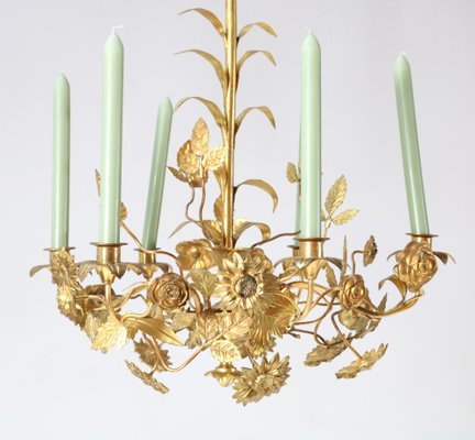 Art Nouveau Chandelier in Gilt Brass, 1900s-MY-1725171