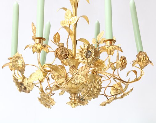 Art Nouveau Chandelier in Gilt Brass, 1900s-MY-1725171