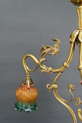 Art Nouveau Chandelier in Gilt Bronze, 1890-XNH-1804655