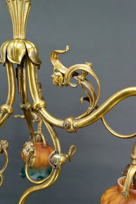 Art Nouveau Chandelier in Gilt Bronze, 1890-XNH-1804655