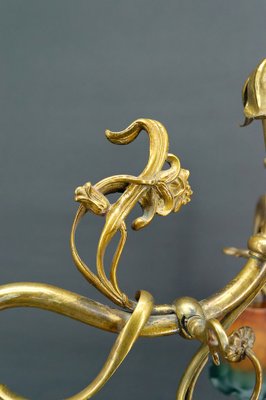 Art Nouveau Chandelier in Gilt Bronze, 1890-XNH-1804655