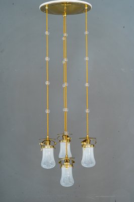 Art Nouveau Chandelier with Opaline Glass Shades, Vienna, 1910-SPD-1397580