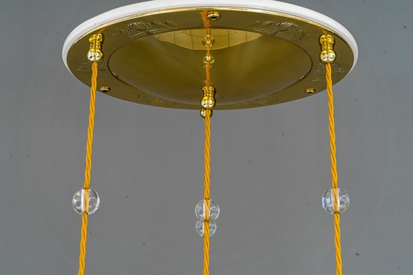 Art Nouveau Chandelier with Opaline Glass Shades, Vienna, 1910-SPD-1397580