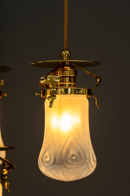 Art Nouveau Chandelier with Opaline Glass Shades, Vienna, 1910-SPD-1397580