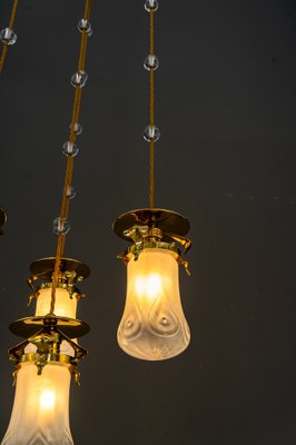 Art Nouveau Chandelier with Opaline Glass Shades, Vienna, 1910-SPD-1397580