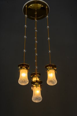 Art Nouveau Chandelier with Opaline Glass Shades, Vienna, 1910-SPD-1397580