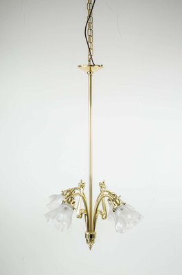 Art Nouveau Chandelier with Original Glass, 1908s-SPD-906116