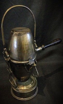 Art Nouveau Coffee Pot Brass & Copper with Ornate Swing Arm, 1920s-JZV-2036678