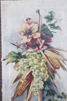 Art Nouveau Composition with Flowers and Fruit, 1910s, Oil on Canvas, Framed, Set of 2-DCO-1347927