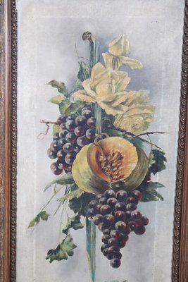 Art Nouveau Composition with Flowers and Fruit, 1910s, Oil on Canvas, Framed, Set of 2-DCO-1347927