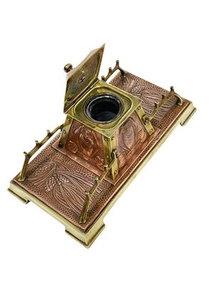 Art Nouveau Copper Inkwell, England, 1890s-1910s-UCH-1375354