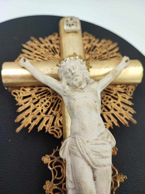 Art Nouveau Cross in Brass Lace-CAQ-1323855