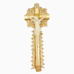 Art Nouveau Cross in Brass Lace-CAQ-1323855