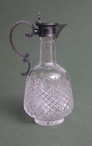 Art Nouveau Crystal Decanter with Silver Finish