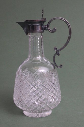 Art Nouveau Crystal Decanter with Silver Finish