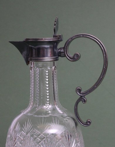 Art Nouveau Crystal Decanter with Silver Finish