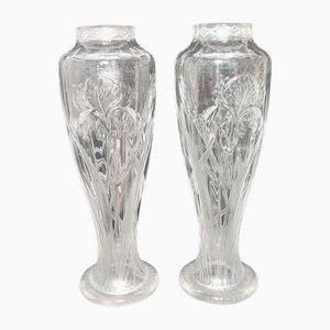 Art Nouveau Cut Glass Vases, Spain, 1930s, Set of 2-RGF-2021467