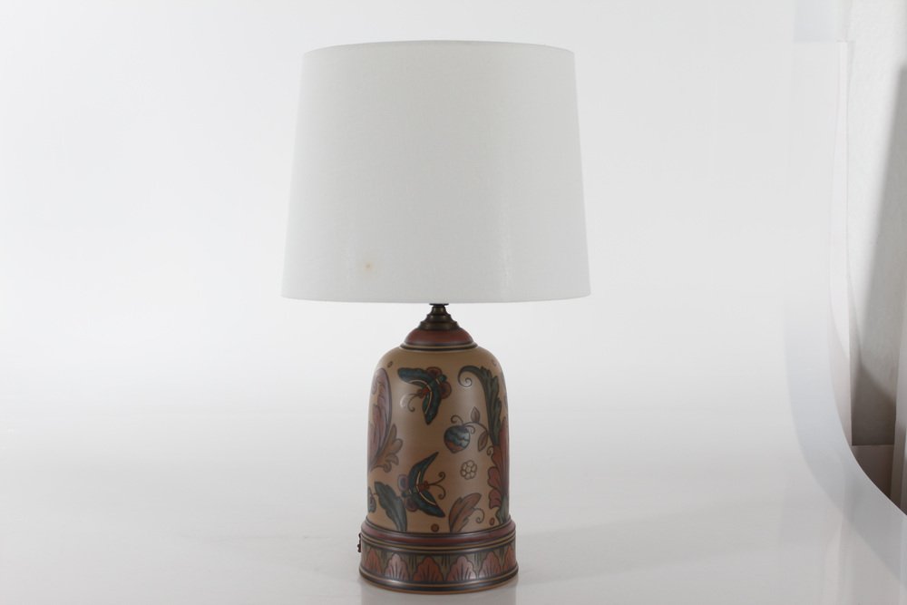 Art Nouveau Danish Butterfly Table Lamp by L. Hjorth Ceramic Bornholm, 1920s