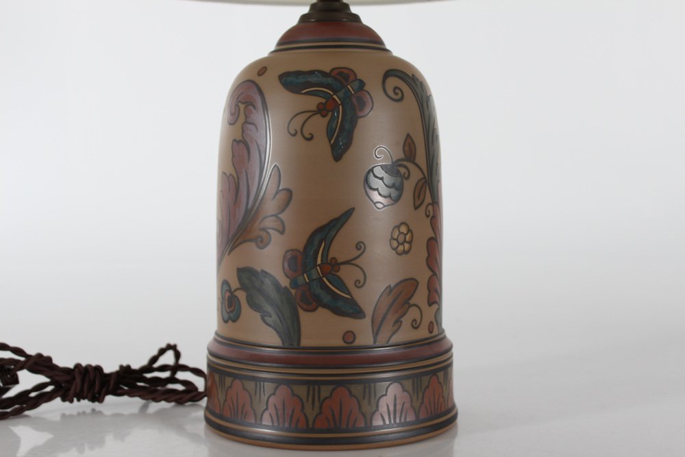 Art Nouveau Danish Butterfly Table Lamp by L. Hjorth Ceramic Bornholm, 1920s